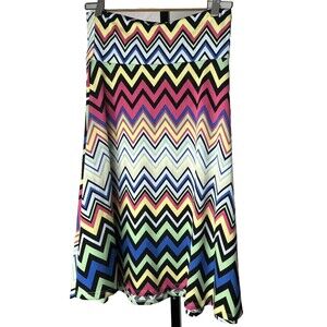 LulaRoe Midi Skirt Small Wide Waist Colorful Bold Chevron Flowy Stretch USA Made